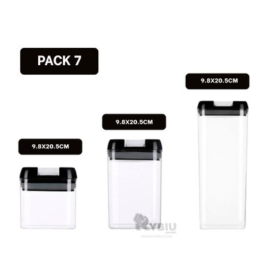 CONTENEDOR RYBIU CO30377 NEGRO KIT GUARDAR VIVERES 7 TAPA NEGRA + LIGAS REGALO