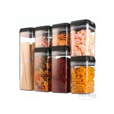 PACK 7 CONTENEDORES RYBIU CO30377 NEGRO TAPERS IDEAL ALIMENTOS + REGALO STICKERS