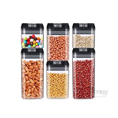 SET CONTENEDORES RYBIU CO30376 NEGRO ENVOLTORIOS 6 PRACTICO TAPA NEGRA + GIFT STICKERS