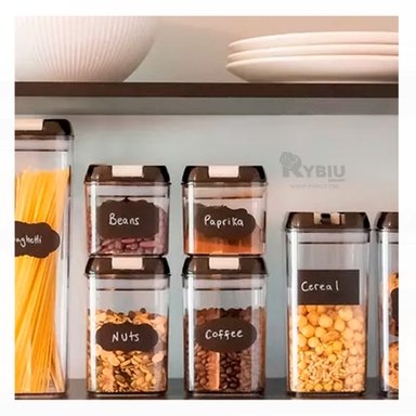 PACK 5 CONTENEDORES RYBIU CO30378 NEGRO TAPERS IDEAL ALIMENTOS + REGALO STICKERS