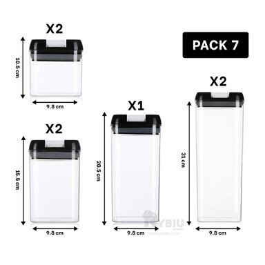 PACK DE 7 RECIPIENTES EN TAPA NEGRA Y+BANDERITAS ADHESIVAS