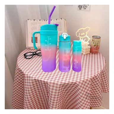 RECIPIENTES RYBIU CO30087 CON STICKER CELESTE 3 UNIDADES + REGALO STICKERS