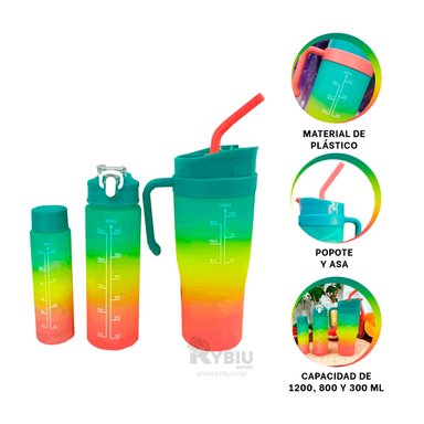 TOMATODO RYBIU CO30085 TRIO CHICO MEDIANO GRANDE VERDE + LIGAS REGALO