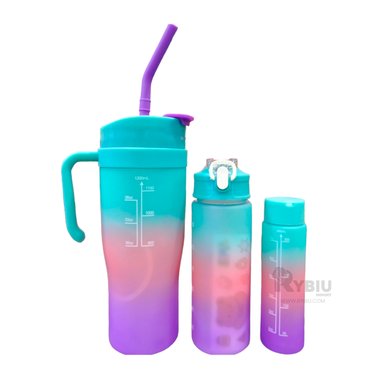 BOTELLAS RYBIU CO30087 CON DIFERENCIAS CELESTE 3 UNIDADES + GIFT STICKERS