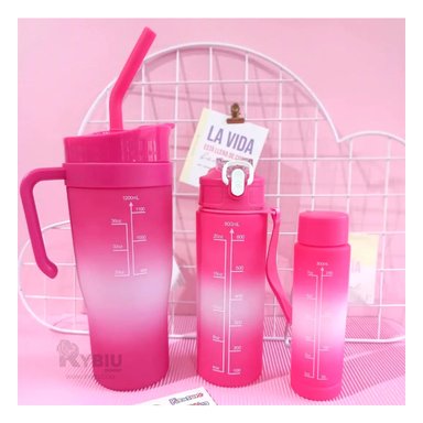 TOMATODO RYBIU CO30086 CON POPOTE Y ASA TRIO FUCSIA + PAPEL REGALO