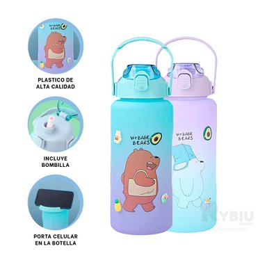 BOTELLA RYBIU CO30494 2L AGUA MULTICOLOR + BANDERITAS ADHESIVAS