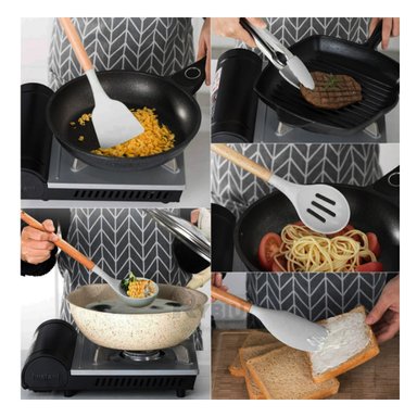 UTENSILIOS RYBIU MINIMALISTAS EN GRIS + GIFT MINIAGENDA CO30456