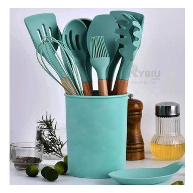 SET UTENSILIOS RYBIU CO30458 VERDE COCINA + BANDERITAS ADHESIVAS