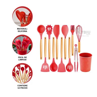 SET UTENSILIOS RYBIU CO30457 ROJO TENDENCIA UTILES + REGALO STICKERS