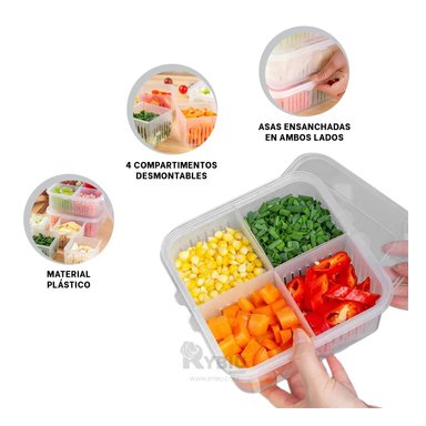ESCURRIDOR RYBIU CO32439 BLANCO TRANSPARENTE CONTENEDOR VERDURAS + LIGAS REGALO