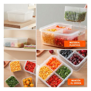 ESCURRIDOR RYBIU CO32439 BLANCO TRANSPARENTE CONTENEDOR VERDURAS + LIGAS REGALO - 5