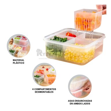 ESCURRIDOR RYBIU CO32439 BLANCO TRANSPARENTE CONTENEDOR 4 LADOS + REGALO LIGAS PEINAR