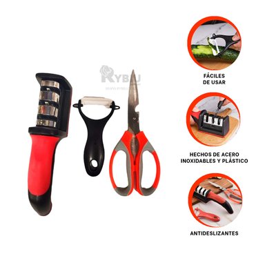 JUEGO DE COCINA RYBIU CO30050 NEGRO COMPLETO + BANDERITAS ADHESIVAS