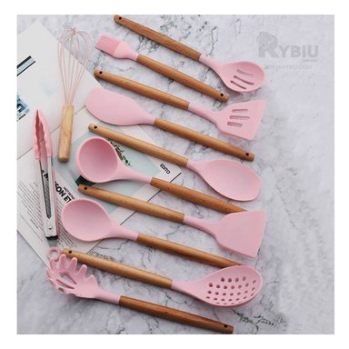 CUCHARONES RYBIU CO30459 ROSADO COCINA + BANDERITAS ADHESIVAS