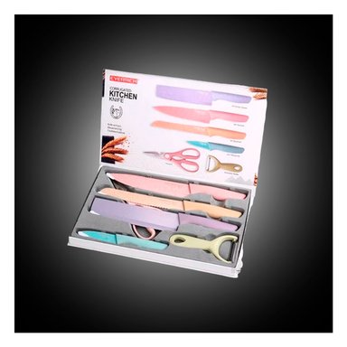 PACK CUCHILLOS RYBIU PACK FILOSO Y EFICAZ EN MULTICOLOR + BANDERITAS ADHESIVAS CO30464 MÁRMOL 6 PIEZAS