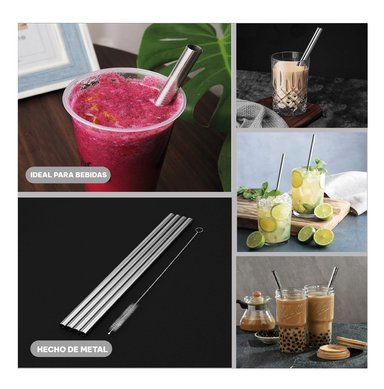 CAÑITA RYBIU CO32322 PLATEADO SORBETE AGARRE COMODO + ENVOLTORIO REGALO