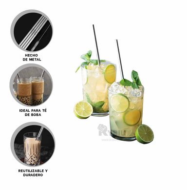 POPOTE CON LIMPIADOR DE METAL PLATEADO Y+LIGAS DE REGALO