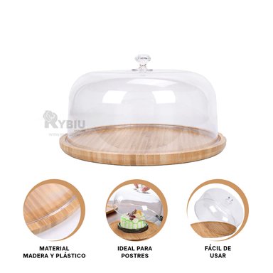 BANDEJA RYBIU CO32299 TRANSPARENTE MODERNA 25CM + BANDERITAS ADHESIVAS