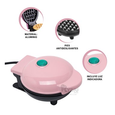 WAFLERA RYBIU CO30008 MAQUINA MINI EN ROSADO + BANDERITAS ADHESIVAS