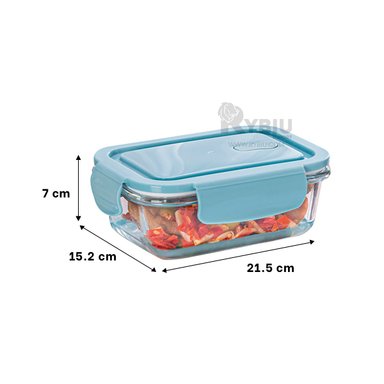 TUPPER MODERNO DE 1040ML RYBIU CO32520 VIDRIO CELESTE +LIGAS DE REGALO
