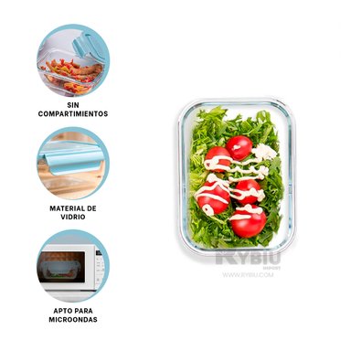 TUPPER PARA JOVENES RYBIU CO32520 VIDRIO CELESTE +REGALO LIGAS PARA PEINAR
