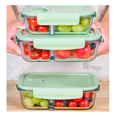 ENVASE VERSATIL DE COMIDA RYBIU CO32521 VIDRIO VERDE 1040ML +GIFT MINIAGENDA