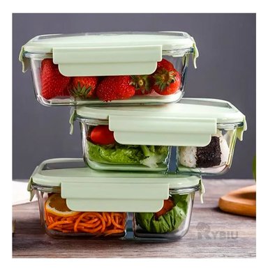 TAPER RYBIU CO32521 VIDRIO VERDE SEGURO PARA VERDURAS 1040ML +PAPEL DE REGALO