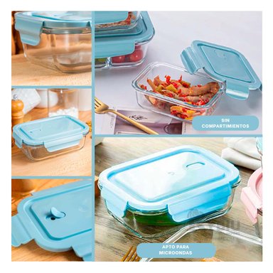 ENVASE VERSATIL DE COMIDA RYBIU CO32520 VIDRIO CELESTE 1040ML +GIFT MINIAGENDA