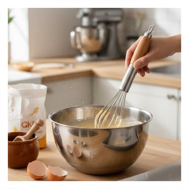 HERRAMIENTA PARA COCINA PLATEADA CON MANGO DE MADERA ERGONÓMICO Y+LIGAS REGALO - 1