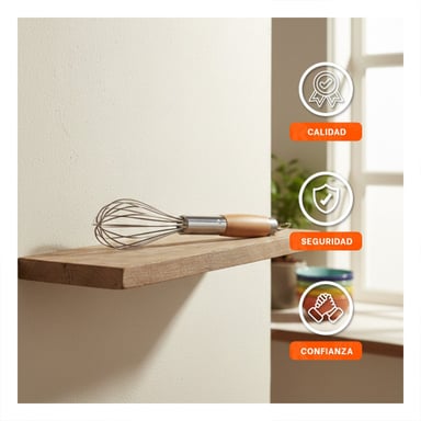 HERRAMIENTA PARA COCINA PLATEADA CON MANGO DE MADERA ERGONÓMICO Y+LIGAS REGALO - 2