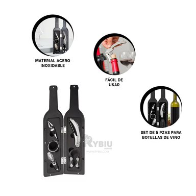 SET ACCESORIOS COCINA RYBIU CO30364 NEGRO EFICIENTE SACACORCHOS + LIGAS REGALO