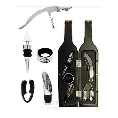 SET ACCESORIOS COCINA RYBIU CO30364 NEGRO RETIRACORCHOS MODERNO + BANDERITAS ADHESIVAS