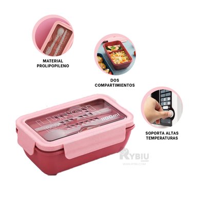 RECIPIENTE CON CUBIERTOS PARA COMIDA RYBIU CO29590 ROSADO +GIFT STICKERS