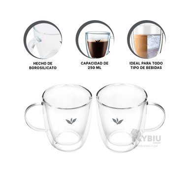 VASO RYBIU UTIL DE 250ML CON TRANSPARENTE + BANDERITAS ADHESIVAS 253-3