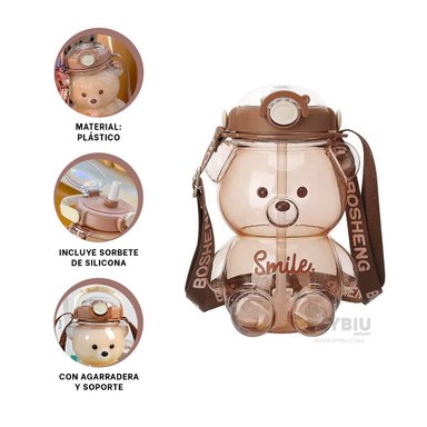 CONTENEDOR RYBIU CO30499 PORTÁTIL OSO CON ASA MARRÓN + GIFT STICKERS