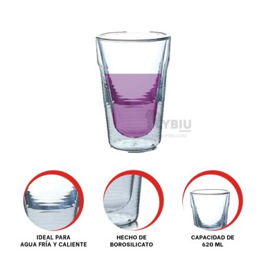 TAZA UTIL SIN ASA RYBIU TRANSPARENTE +BANDERITAS ADHESIVAS