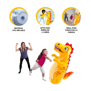 INFLABLE SEGURO CON DISEÑO DINOSAURIO Y+REGALO STICKERS - 3