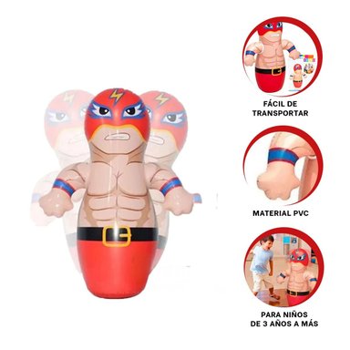 INFLABLE CURIOSO DE BOXEADOR DE COLOR ROJO Y+REGALO STICKERS - 4