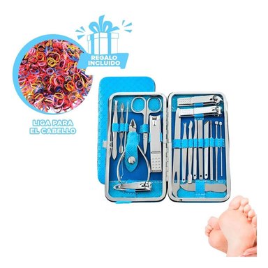 SET DE 19PZAS DINAMICO PARA UÑAS CELESTE Y+LIGAS DE REGALO