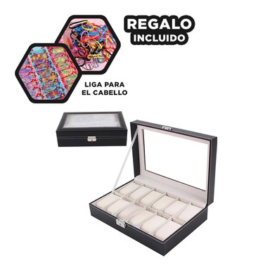 CAJA RYBIU BE30335 NEGRO VERSATIL GUARDAR RELOJES + LIGAS REGALO