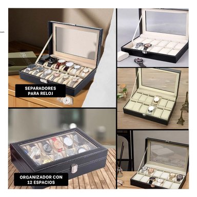 CAJA RYBIU BE30335 NEGRO VERSATIL GUARDAR RELOJES + LIGAS REGALO - 5