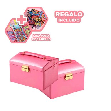 COFRE RYBIU BE30330 ROSADO VERSATIL GUARDAR JOYAS + LIGAS REGALO
