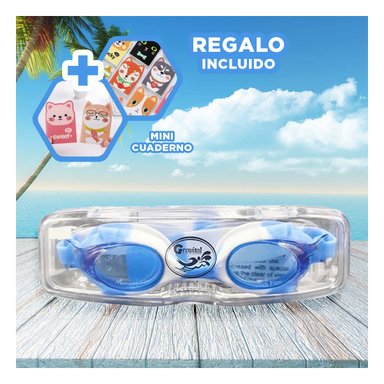 GAFAS NATACION RYBIU MG-460C CELESTE IMPERMEABLE MULTICOLOR + GIFT MINIAGENDA