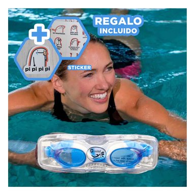 GAFAS NATACION RYBIU MG-460C CELESTE ESTETICAS ADULTOS MULTICOLOR + REGALO STICKERS