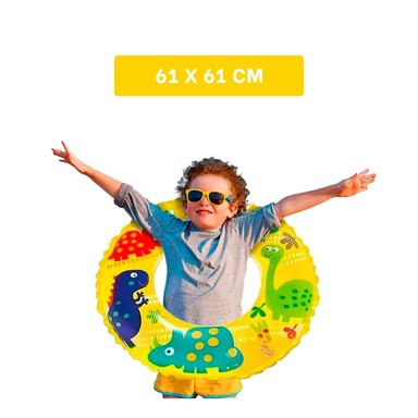 FLOTADOR CIRCULAR AMARILLO DE 61 CM CON DISENO ALEGRE DE DINOSAURIO PARA PISCINA Y+LIGAS REGALO - 4