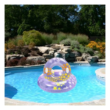 FLOTADOR CIRCULAR MORADO CON ASA Y ESTRELLA DE 91 CM PARA PISCINA EN CASA Y+LIGAS REGALO - 2