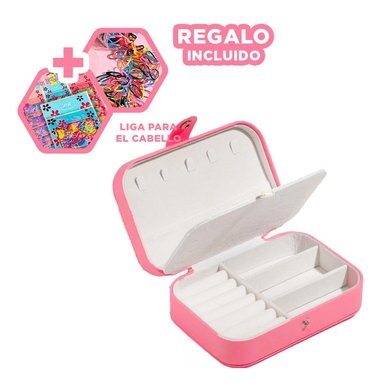 JOYERO RYBIU BE32206 CAJA GUARDAR JOYAS ELEGANTE + LIGAS REGALO FUCSIA