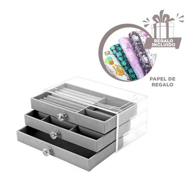 JOYERO RYBIU BE32216 JOYAS 3 CAJONES EN PLOMO + PAPEL REGALO