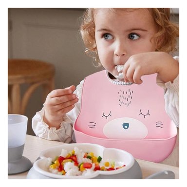 BABERO RYBIU SILICONA ROSADO PROTECTOR VERSATIL BABAS + LIGAS REGALO