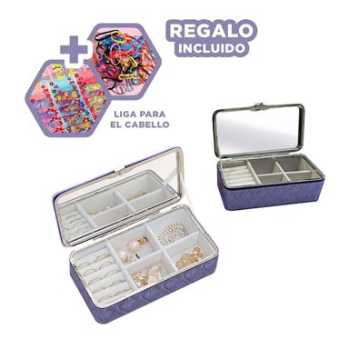 JOYERO RYBIU BE32231 ESTUCHE MODERNO MAQUILLAJE + LIGAS REGALO LILA